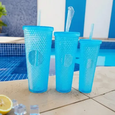 Conjunto 3 Copos Plástico Azul
