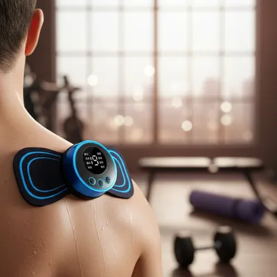 Mini Massageador Eletrico Stick BR-8858 Muscular Portatil Recarregavel / 3.7V / 200Mah - Preto/Azul