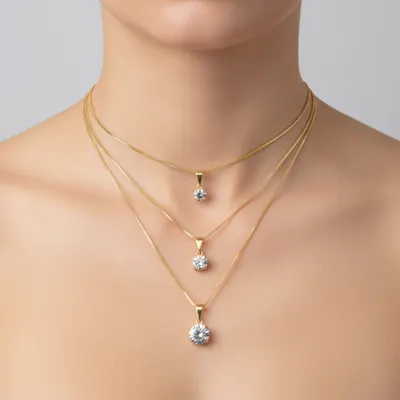 COLAR TRIPLO PONTO DE LUZ OURO