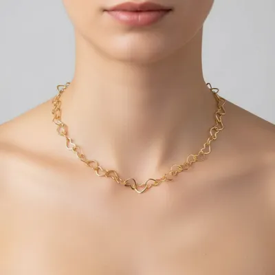 Choker Coraçõezinhos Folheada a Ouro 18K