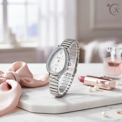 Relógio feminino prata com pedras