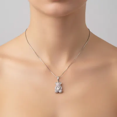 COLAR URSINHO PEDRA CORAÇÃO CRAVEJADO
