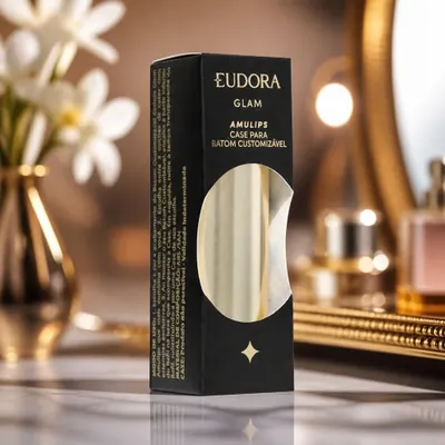 Case Para Batom Customizável Dourado Sofisticado Glam Amulips