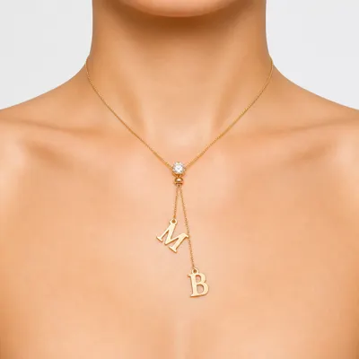 Colar Gravatinha Personalizado com 2 Letras e Ponto de Luz
