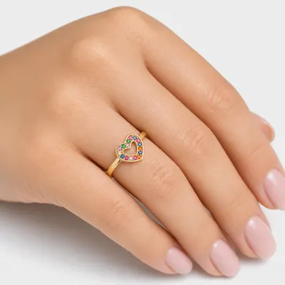 ANEL CORAÇÃO VAZADO ZIRCONIA COLOR  