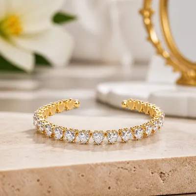 BRACELETE INTEIRO CORAÇÕES ZIRCONIAS