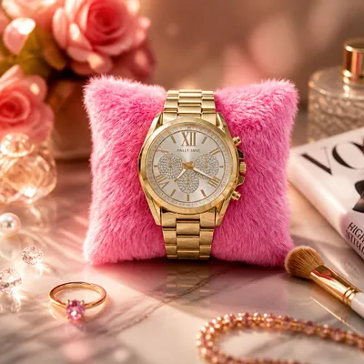 Relógio Dourado com Pulseira