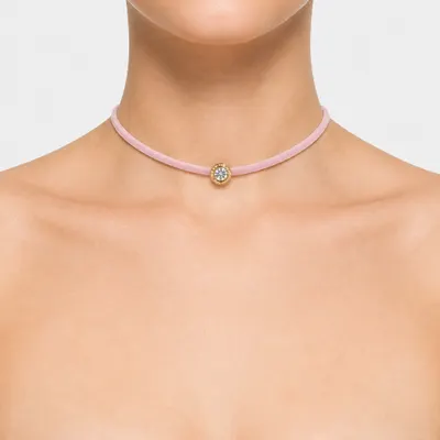 CHOKER COURO BVLGARY ZIRCONIA OURO