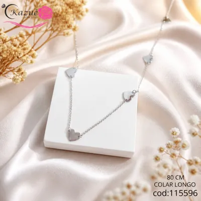 COLAR TIFFANY CORAÇÕES DETALHE 80CM