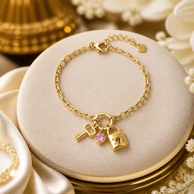 PULSEIRA CADEADO/CHAVE/TIFFANY OURO