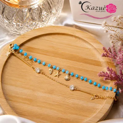 PULSEIRA CRISTAIS DUPLA C PINGENTES 