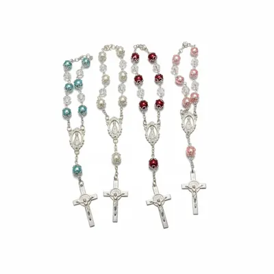 Terço de Retrovisor - Pérola e Cristais