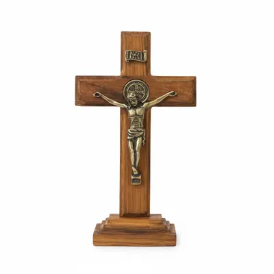 Crucifixo de Madeira São Bento -  14cm