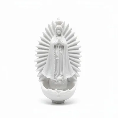 ￼Pia de Água Benta Nossa Senhora Aparecida em Resina Branca