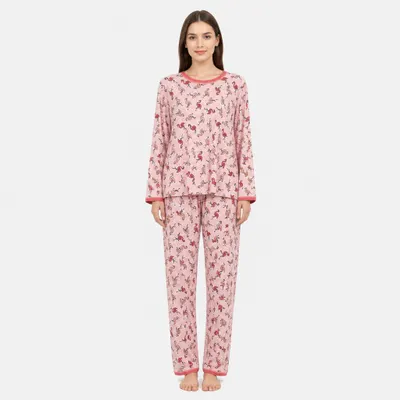 Pijama Calca/Manga Longa Suede - Flamingo