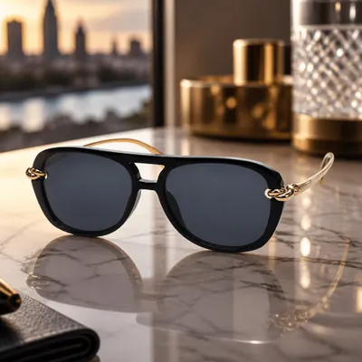Óculos de Sol com Fio Dourado
