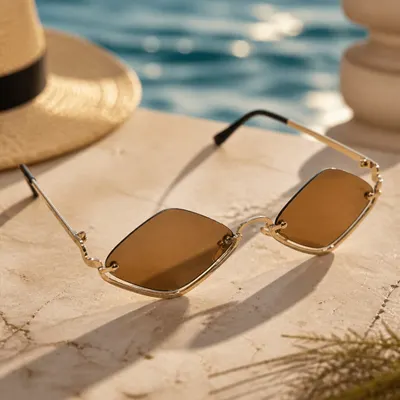 Óculos de Sol Dourado Foco