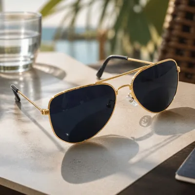 Óculos de Sol Aviador Dourado