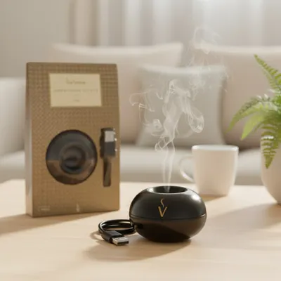Difusor Aromatizador Elétrico USB Preto Via Aroma