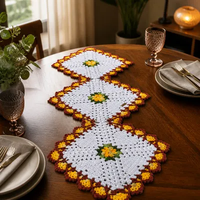 Trilho de mesa crochê 