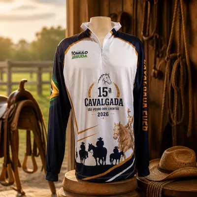 Casaco esportivo com zíper e estampa cavalgada dryfit 