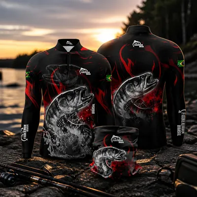 Camisa manga longa para pesca malha dryfit com proteção UV 