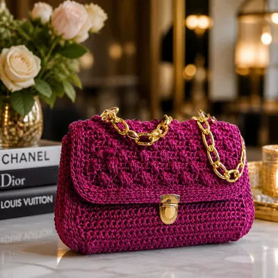 Bolsa de crochê na tela 
