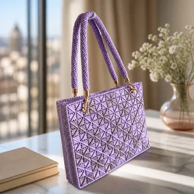 Bolsa bordada na Tela lilás 