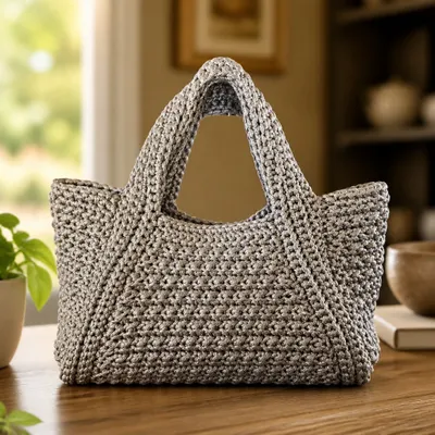 Bolsa de Crochê Cinza