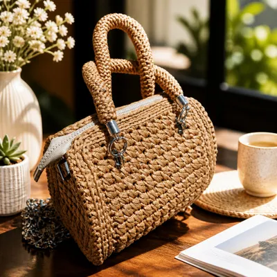 Bolsa de Crochet Marrom