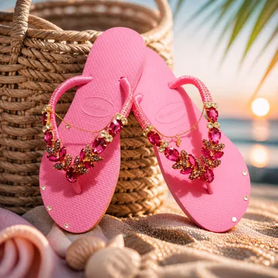 Chinelo Havaianas Slim Rosa com Cabedal Sereia