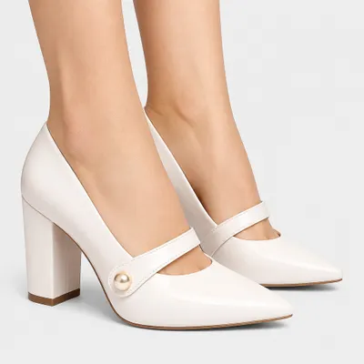 Scarpin  Verniz Off White