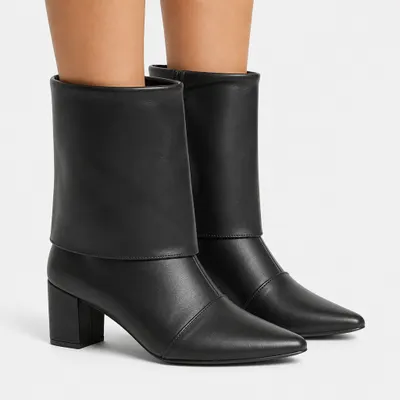Bota Cano curto Napa Preto