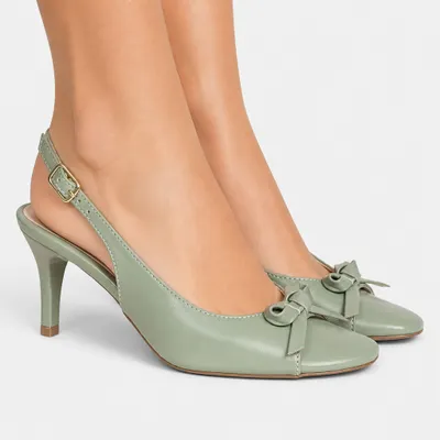 Sandália Slingback com Laço – Napa Verde