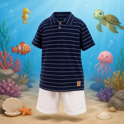 Conjunto Masculino Tile e Sul Passeio (marinho/marfim).
