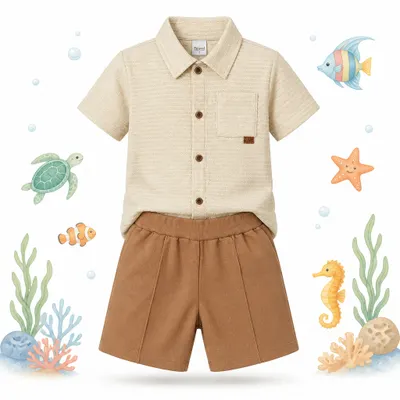 Conjunto Masculino Tile e Sul Passeio (Bege/Marrom).