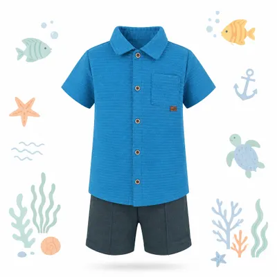 Conjunto masculino Tile e Sul Passeio (Azul Breve/Chumbo).