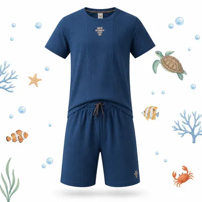 Conjunto Tile e Sul Masculino Monocromático Azul