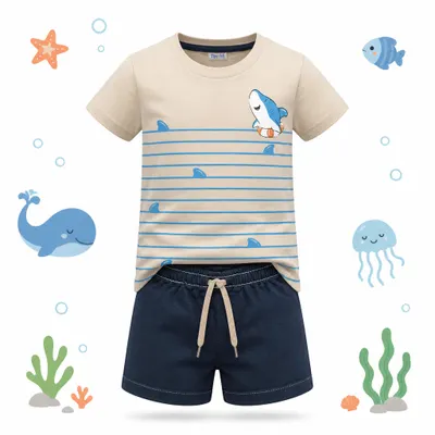 Conjunto Masculino Tile e Sul verão (tubarão azul).