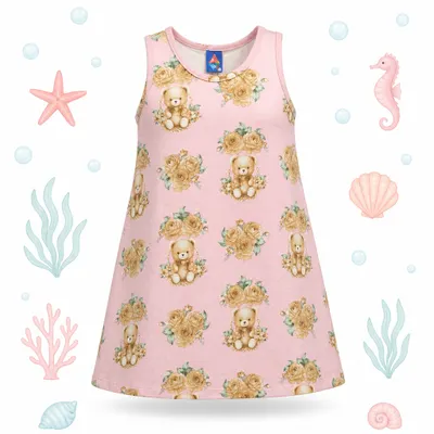 Vestido Pipa Verão (Rosa Ursinhos).