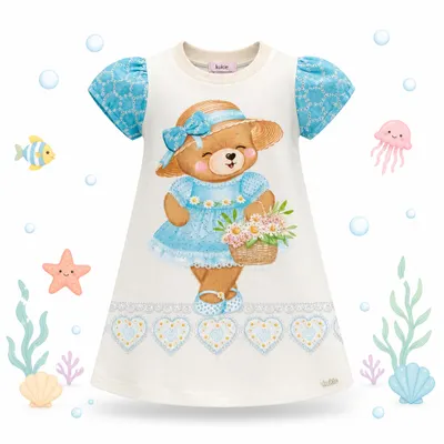 Vestido Kukiê Clássico (Ursinha  Azul)
