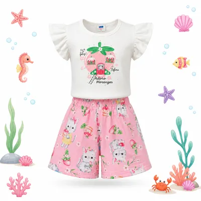 Conjunto Infantil feminino Marlam (Adoro Morangos).