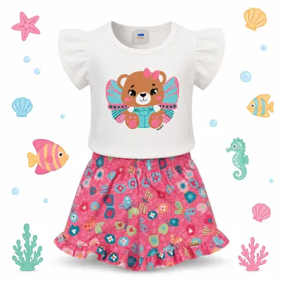 Conjunto Feminino Infantil Marlan (Ursinha/Glitter).
