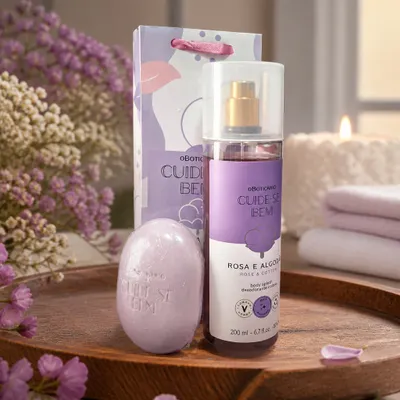 Kit splash sabonete rosa e algodao Cuide Bem Rosa