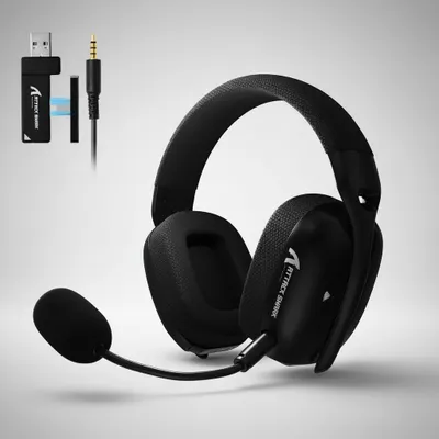 Headset Gamer Attack Shark L80 Sem Fio, Bluetooth e USB 2.4GHz, Driver 40mm, Preto