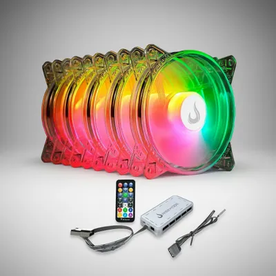 Kit 5 Ventoinhas Rise Mode Crystal Sound 120mm ARGB Transparente