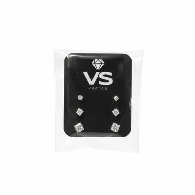 Trio de brinco quadrado 