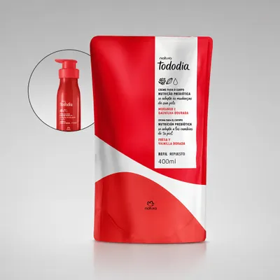 Refil hidratante natura morango e baunilha dourada 400ml