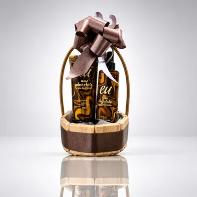 Cesta eu amo Chocolate com caramelo Jequiti 