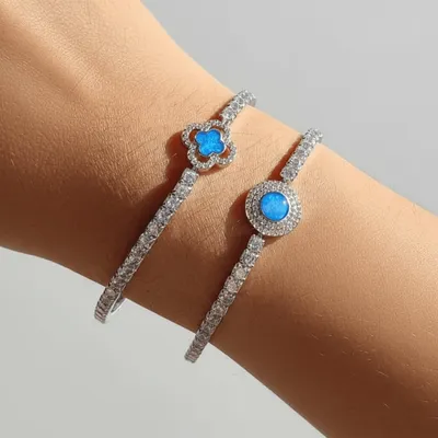 PULSEIRA RIVIERA CONOFORT PEDRA AZUL BORDA DUPLA CRAVEJADA 